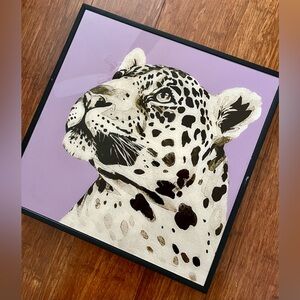 Wall Art Leopard Jaguar Print Home Decor Violet White Black Glossy Pic Jaguar